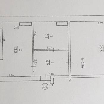 Продается 1-комнатная квартира, 57 м²