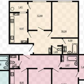 Продается 2-х комнатная квартира, 59 м²