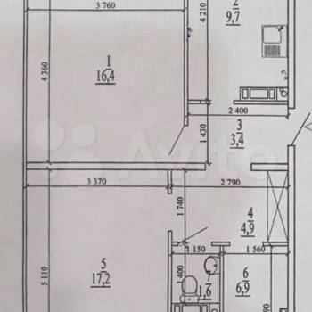Продается 2-х комнатная квартира, 60,4 м²