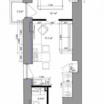 Продается 1-комнатная квартира, 29,9 м²