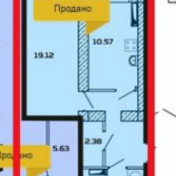 Продается 1-комнатная квартира, 44,6 м²