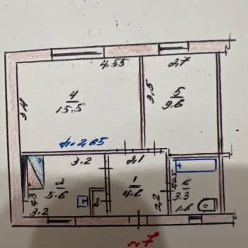 Продается 2-х комнатная квартира, 39 м²