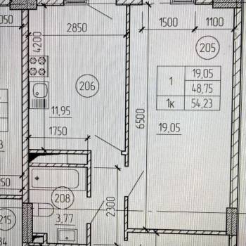 Продается 1-комнатная квартира, 54,2 м²