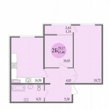 Продается 2-х комнатная квартира, 62,2 м²