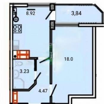 Продается 1-комнатная квартира, 34,7 м²