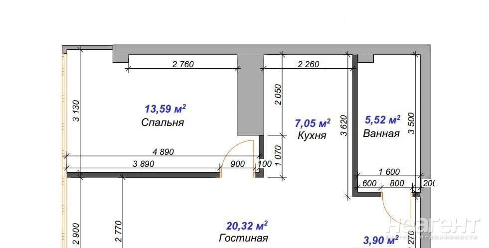 Продается 2-х комнатная квартира, 52 м²