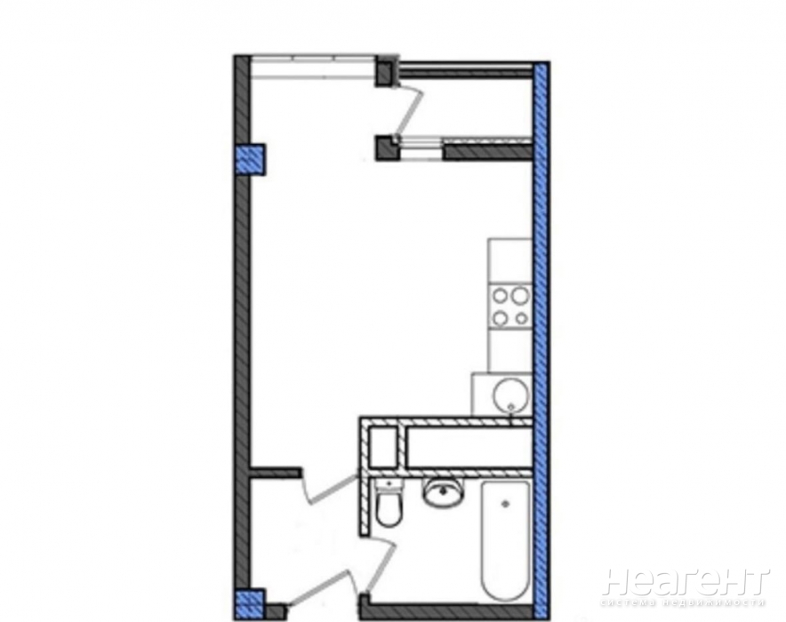 Продается 1-комнатная квартира, 23,55 м²