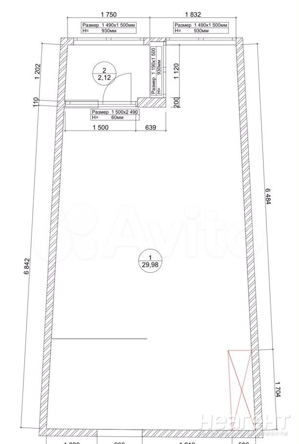 Продается 1-комнатная квартира, 32,1 м²