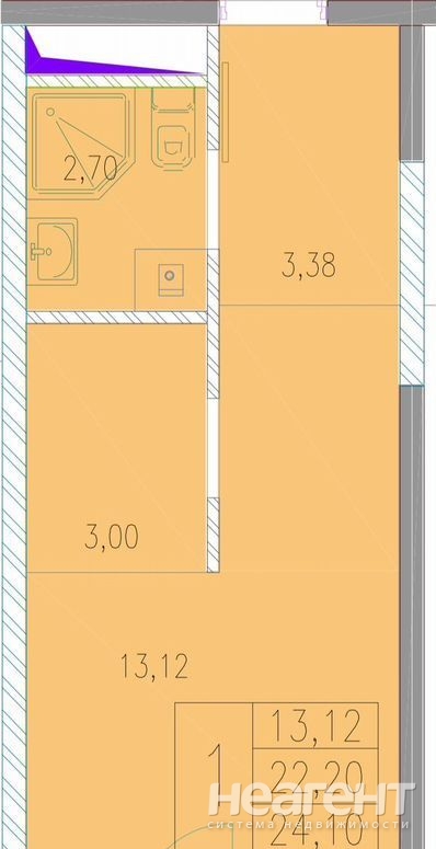 Продается 1-комнатная квартира, 23 м²