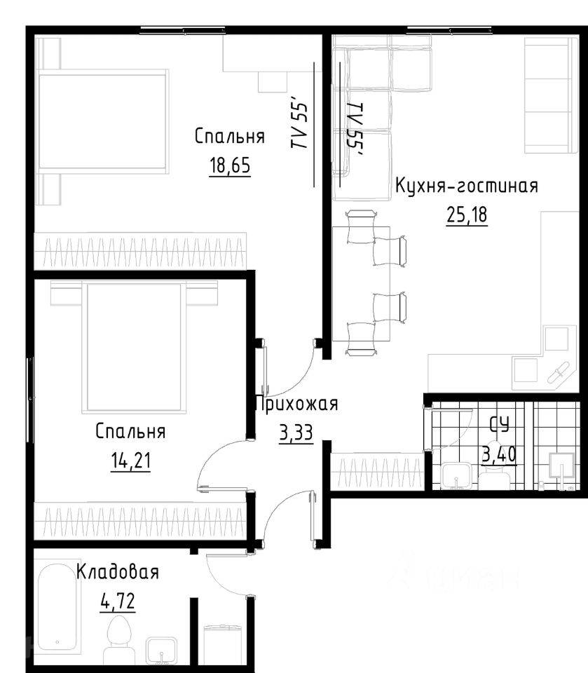 Продается 2-х комнатная квартира, 70 м²