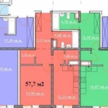 Продается 2-х комнатная квартира, 60 м²