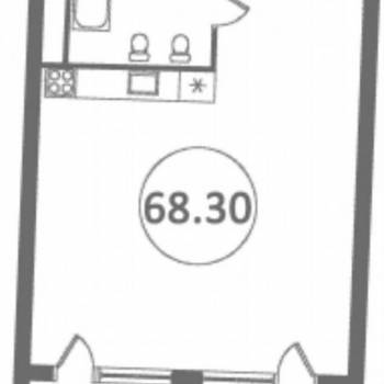 Продается 1-комнатная квартира, 68,3 м²