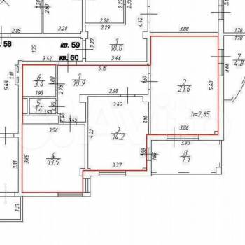 Продается 2-х комнатная квартира, 65 м²