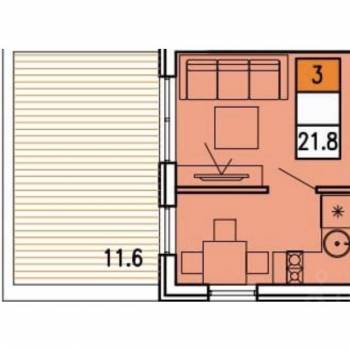 Продается 1-комнатная квартира, 21,8 м²