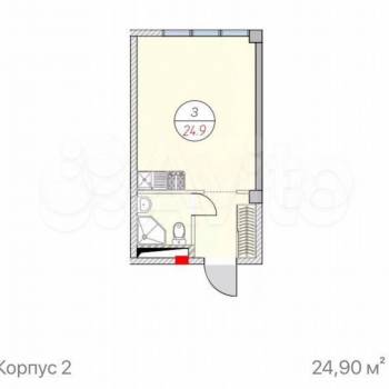 Продается 1-комнатная квартира, 24,9 м²