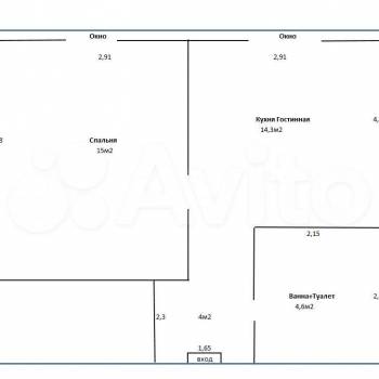 Продается 2-х комнатная квартира, 38 м²