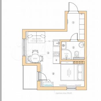 Продается 1-комнатная квартира, 26,8 м²