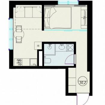 Продается 1-комнатная квартира, 30,1 м²