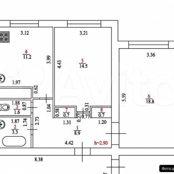 Продается 2-х комнатная квартира, 59,7 м²