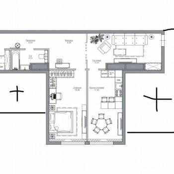 Продается 1-комнатная квартира, 73,4 м²