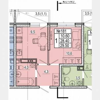 Продается 1-комнатная квартира, 29,5 м²
