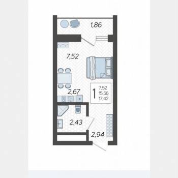 Продается 1-комнатная квартира, 17 м²