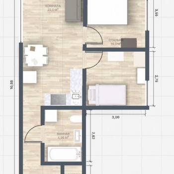 Продается 3-х комнатная квартира, 53 м²