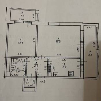 Продается 2-х комнатная квартира, 60,5 м²