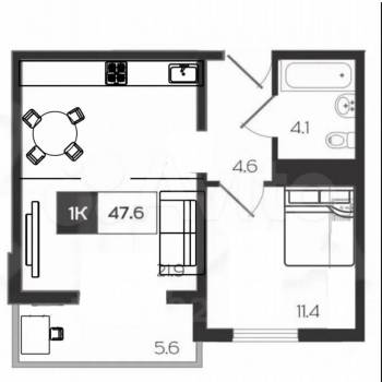 Сдается 1-комнатная квартира, 41,8 м²