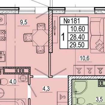 Продается 1-комнатная квартира, 29,5 м²