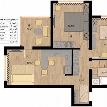 Сдается Многокомнатная квартира, 57 м²