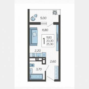 Продается 1-комнатная квартира, 25,3 м²