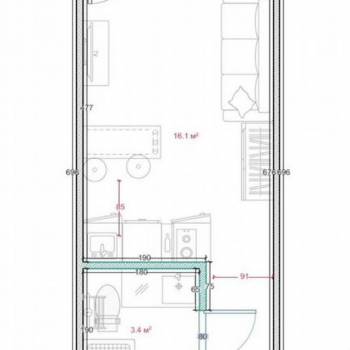 Продается 1-комнатная квартира, 24 м²