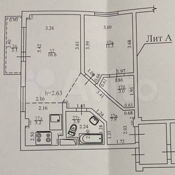 Продается 2-х комнатная квартира, 52,3 м²
