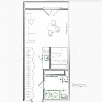 Сдается 1-комнатная квартира, 24,7 м²