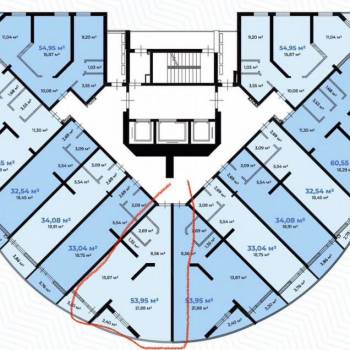 Продается 1-комнатная квартира, 54 м²
