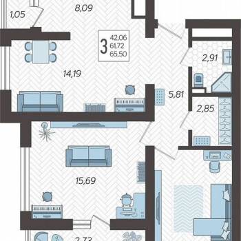 Продается 3-х комнатная квартира, 65 м²