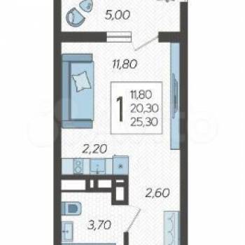 Продается 1-комнатная квартира, 25,3 м²