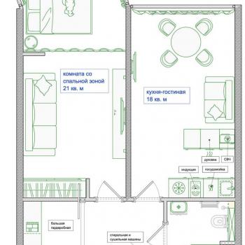 Продается 1-комнатная квартира, 52 м²