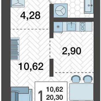 Продается 1-комнатная квартира, 20,3 м²