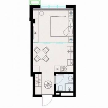 Продается 1-комнатная квартира, 29,5 м²