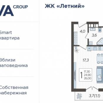 Продается 1-комнатная квартира, 25 м²