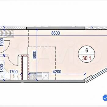 Продается 1-комнатная квартира, 31 м²