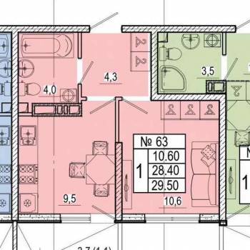 Продается 1-комнатная квартира, 29,5 м²