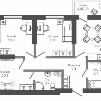 Продается 3-х комнатная квартира, 78 м²
