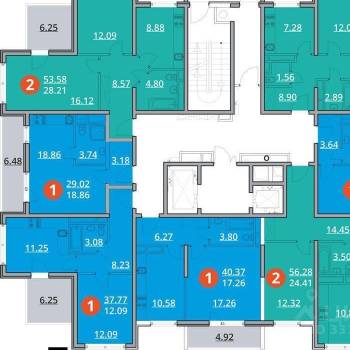 Продается 2-х комнатная квартира, 56,3 м²