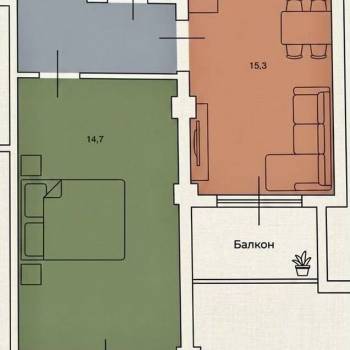 Продается 1-комнатная квартира, 40,9 м²