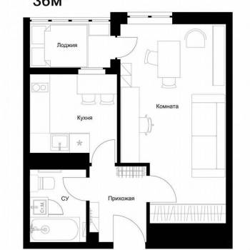 Продается 1-комнатная квартира, 36 м²
