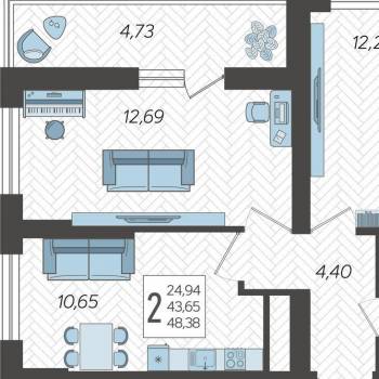 Продается 2-х комнатная квартира, 50 м²