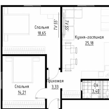 Продается 2-х комнатная квартира, 66,2 м²